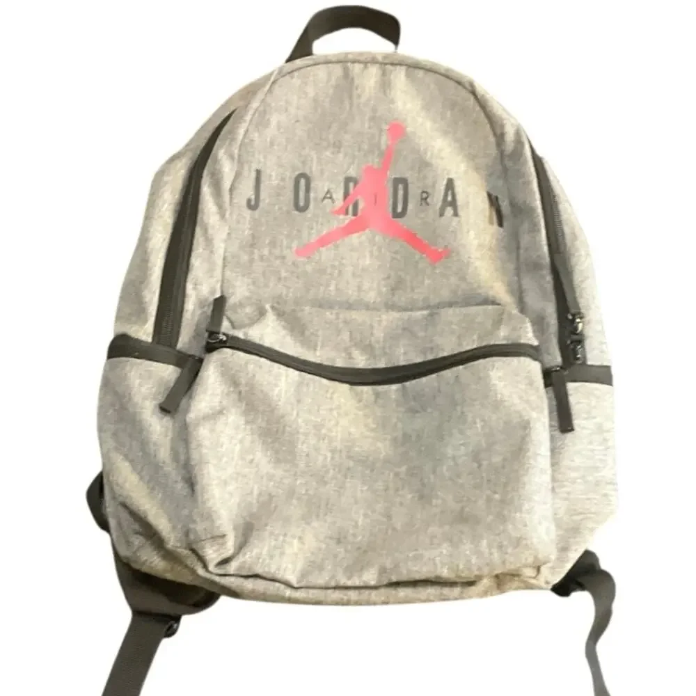 Nike Air Jordan Backpack Gray Red Jumpman Logo School Laptop Bag Large
